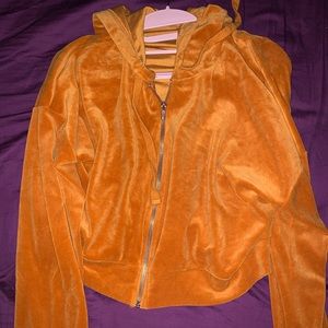 Mustard Yellow Cropped Zip Up